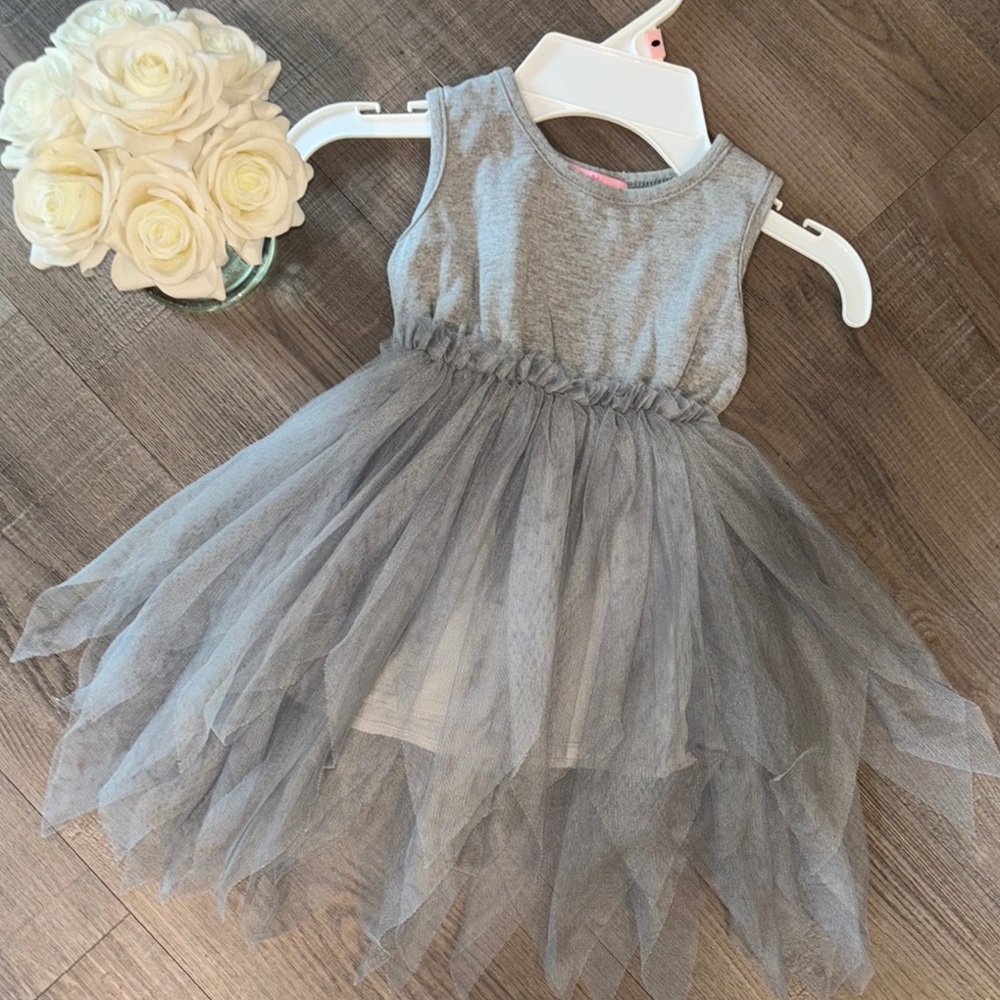 Charming Gray Tulle Kids Dress